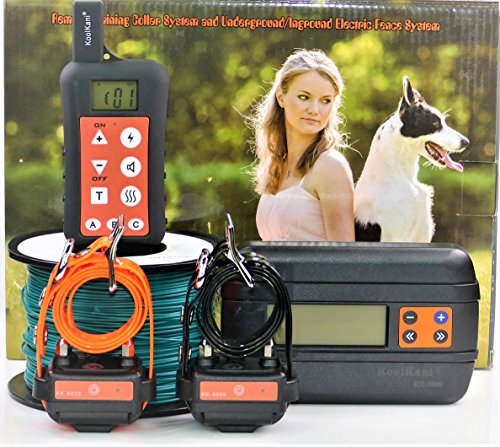 KoolKani Remote Dog Training Shock Collar & Underground/in-Ground Electric Electronic Containment Fence Boundary System Combo for Small,Medium and Large Dog (Two Dog System)