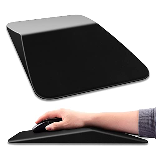 KUOSGM Ergonomic Mouse Pad Wrist Support 13 x 8 Inch,Black Design Memory Foam Mousepad with Wrist Rest Pain Relief & Non-Slip PU Base,Office PC Computer Mouse Pads for Wireless Mouse & Desk