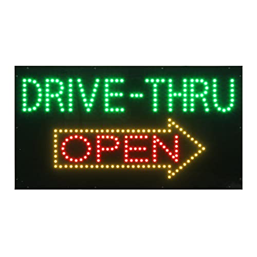 LED Drive Thru Sign for Business, Super Bright LED Open Sign for Fast Food, Electric Advertising Display Sign for Burger Business Shop Store Window Decor. (31" x 17")