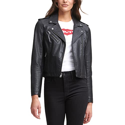 Levi's Women's Plus Faux Leather Classic Asymmetrical Motorcycle Jacket (Standard & Plus Sizes), Black, 2X
