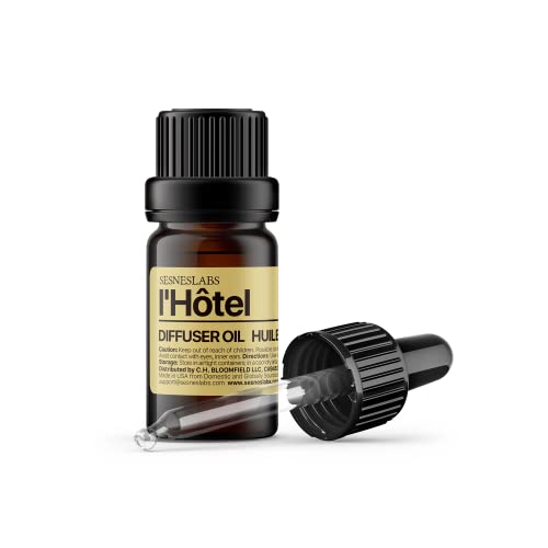 l'Hotel Diffuser Oil, Upscale Lifestyle Hotel Collection,Luxury Neroli,Bergamot,Jasmine,Green Tea,Laurel Leaf, Amber,Musk Essential Oils Blend for Ultrasonic Diffuser Scent Projects(.33 oz/10 ml)