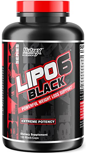 Lipo-6 Black Max Strength Fat Burner - Fast Acting Energy, Weight Loss Diet Pills – Research Backed Ingredients – Appetite Suppressant, Metabolism Booster for Weight Loss, 120 Capsules