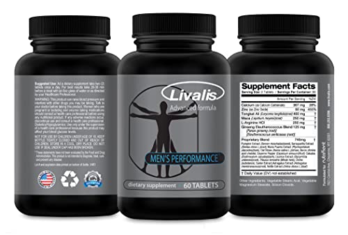 Livalis Perform- Enlargement Pills for Men- Increase Male Size 3+ in 90 Days- Mens Booster to Stop Male Performance Failure- Male Enrichment and Vitality Supplement- 60 Tablets