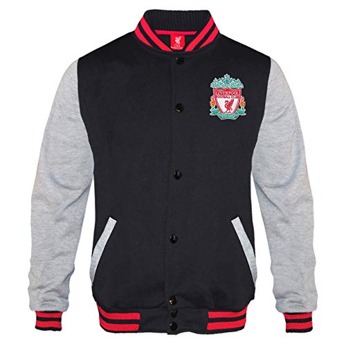 Liverpool FC Official Gift Mens Retro Varsity Baseball Jacket Black Medium