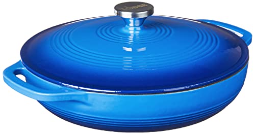 Lodge EC3CC33 Enameled Cast Iron Covered Casserole, 3.6-Quart, Caribbean Blue