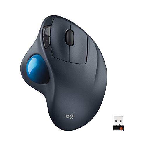 Logitech M570 Wireless Trackball Mouse – Ergonomic Design with Sculpted Right-Hand Shape, Compatible with Apple Mac / Microsoft, USB Unifying Receiver, Dark Gray (Discontinued by Manufacturer)