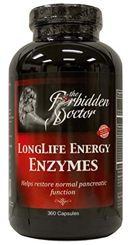 LongLife Energy Enzymes, 3mo Supply-Pancreatin 6X Strongest Enzyme Pancreas Digestive Support 100% Whole Food-No Synthetics, Trypsin 2500 USP, Chymotrypsin 1000 USP-PROBIOTICS-Turmeric-Herbs