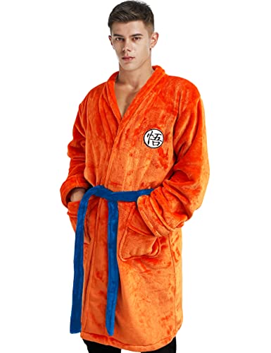 Lopbraa Anime Robe Bathrobe Dragon z Anime Pajamas Robes for Mens Bathrobes Costume for Adult Men Bath Robe Soft Plush Long Bathrobes Cosplay