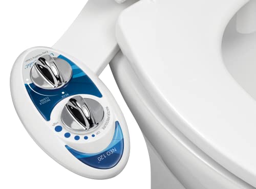 LUXE Bidet NEO 120 - Self Cleaning Nozzle - Fresh Water Non-Electric Bidet Toilet Attachment (Blue)