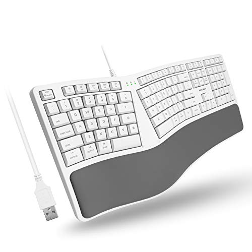 Macally Ergonomic Mac Wired Keyboard with Wrist Rest - Natural and Comfortable Ergonomic Keyboard Mac, Compatible Apple Keyboard with Numeric Keypad - Ergo Split Keyboard for Mac MacBook Pro/Air iMac