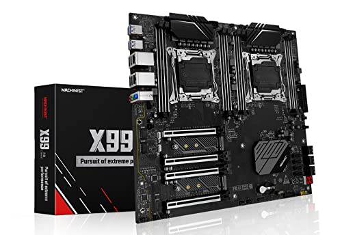 MACHINIST X99 Dual CPU Socket Motherboard, LGA 2011-V3 Desktop Server Motherboard (Intel i7 5th/6th Gen, PCIe 3.0, DDR4, Dual LAN, Dual M.2, SATA 6Gb/s, E-ATX) for Intel XEON E5 V3/V4 Series Max 256G