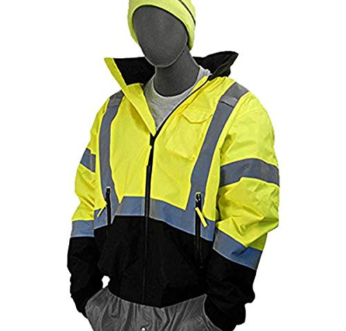 Majestic 75-1311 High Visibility Class 3 Bomber Jacket Lined - Yellow with Black Front Large L