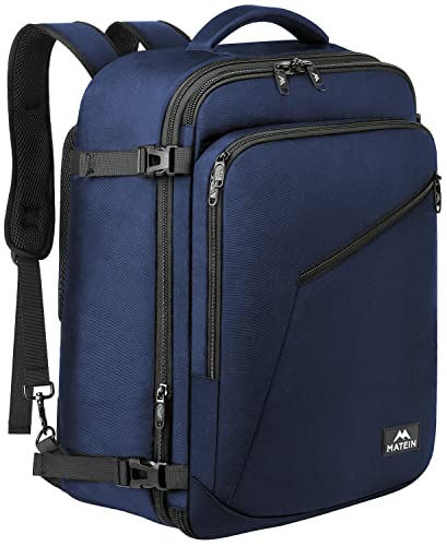 MATEIN Weekender Backpack, Durable Large Capacity Travelling Suitcase Backpack with Strap for Clothes, Expandable Flight Approved Business Carry on Backpack for International Travel, Blue