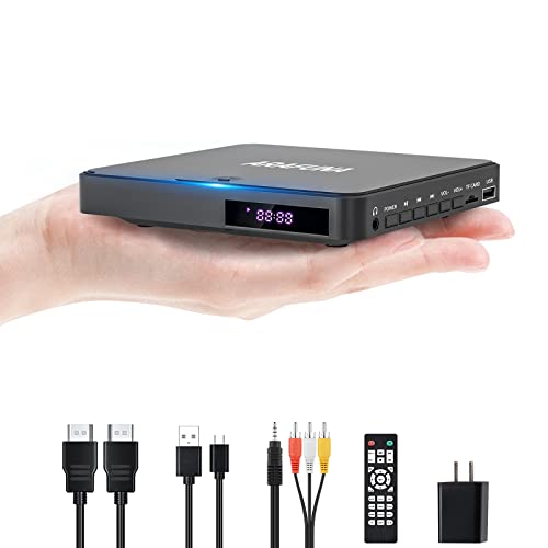 Mini DVD Player ARAFUNA, HDMI Small DVD Player for TV with All Region Free, Compact Small DVD CD/Disc Players with AV Output USB Input Remote Control and AV Cable