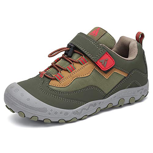 Mishansha Outdoor Kid's Hiking Shoes Sneakers Durable Wide Boys Walking Tennis Trail Shoe Green Toddler 9