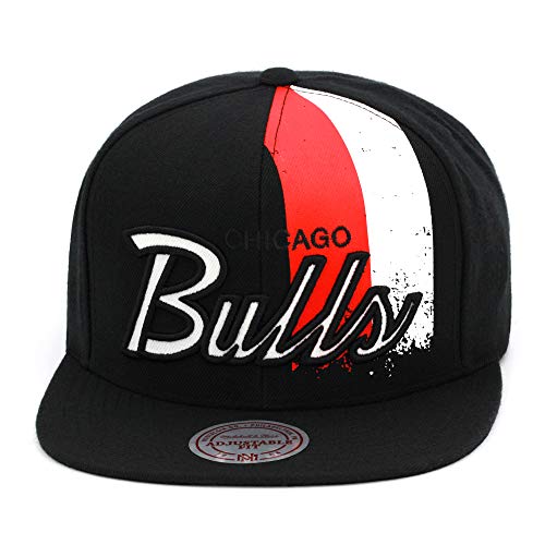 Mitchell & Ness Chicago Bulls Snapback Hat for Men - Black/Red/White/Drip Stripe - Basketball Cap for Men