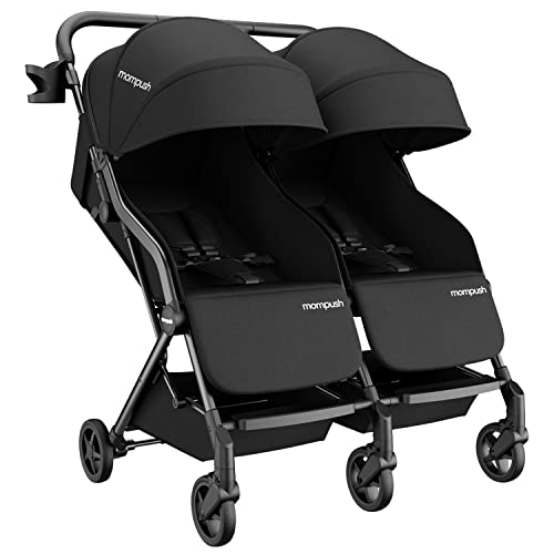 Mompush Lithe Double Ultralight Stroller, Lightweight Side by Side Stroller, Two Large Seats with Individual Recline, Easy Fold