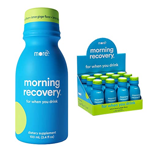 More Labs Morning Recovery, Patent-Pending After You Drink Rebound Shots (Pack of 12), Lemon Ginger Flavor, Highly Soluble Liquid DHM, Milk Thistle, Electrolytes