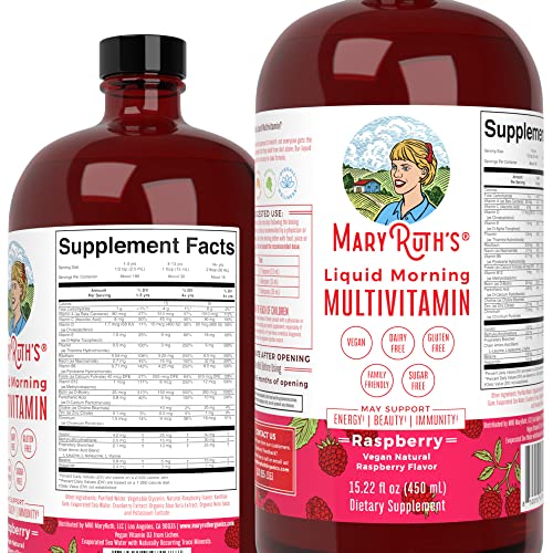 Multivitamin Multimineral for Women Men & Kids by MaryRuth's | No Added Sugar | Vegan Liquid Vitamins for Adults & Kids | Mens, Womens Multivitamin | Energy & Beauty Booster | Non-GMO | 15.22 Fl Oz