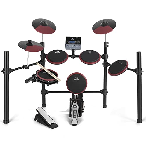 MUSTAR Electronic Drum Set, 8 Piece Electric Drum Sets for Adults Kids Beginners with 225 Sounds, Drum Throne, Drum Sticks & Audio Cables, Stable Steel Frame, 15 Drum Kits, Holiday Birthday Gifts