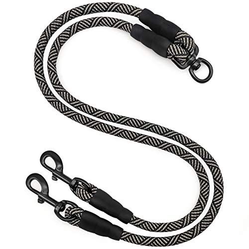 Mycicy Double Dog Leash Coupler, Tandem Leash for Two Dogs, No Tangle 360° Swivel Rotation Dual Strong Dog Leash Splitter, for Large Medium Small Dogs (33inch)