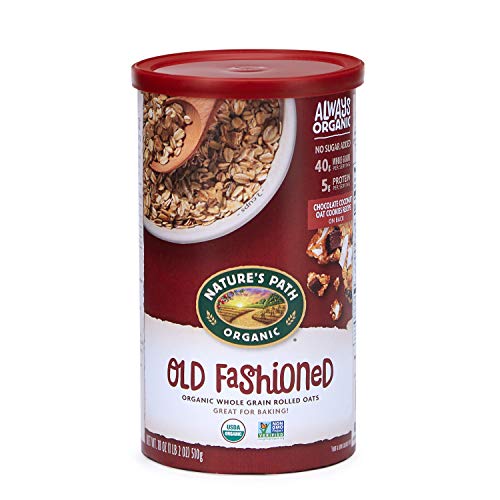Nature’s Path Organic Old Fashioned Whole Grain Rolled Oats, 18 Ounce Canister (Pack of 6), Non-GMO, 40g Whole Grains, 5g Plant Based Protein, Oatmeal Great for Baking, 18 Ounce (Pack of 6)