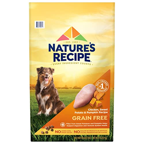 Nature's Recipe Grain Free Dog Food, Chicken, Sweet Potato & Pumpkin Recipe, 24 Pound Bag, Easy to Digest