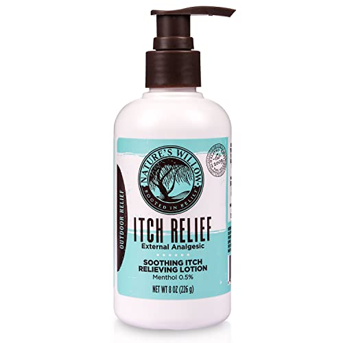 Nature's Willow Itch Relief Lotion – External Analgesic – Natural Soothing Itch Relieving Lotion Made with White Willow Bark (the Godfather of Aspirin) + Essential Oils for Itch & Pain, 8 oz.