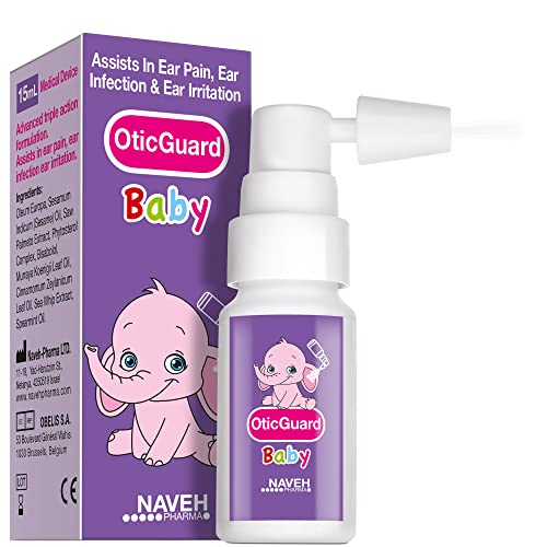 NAVEH PHARMA Otic Guard Baby - Natural Herbal-Oil Blend Spray –for Ear Infections and Ear Pain in Babies, Kids – Ear Wax Removal, Ear Wax Softener for Clogged Ear Relief and Swimmer’s Ear (0.5 Fl Oz)