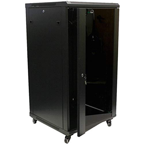 NavePoint 22U IT Wall Mount Network Server Data Cabinet Rack Glass Door Locking Casters