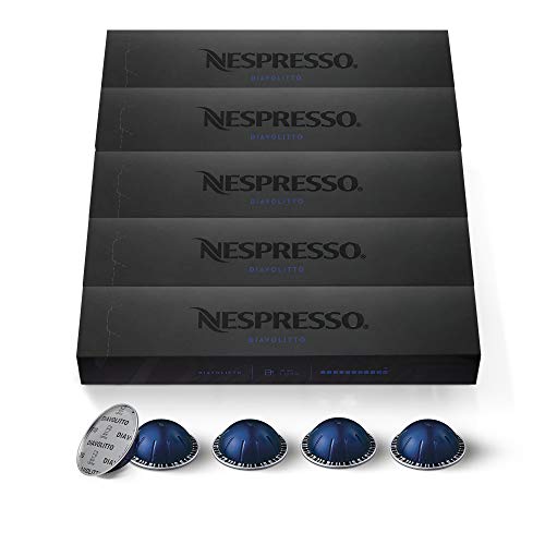 Nespresso Capsules VertuoLine, Diavolitto, Dark Roast Espresso Coffee, 10 Count (Pack of 5), Brews 1.35oz (VERTUO LINE ONLY)