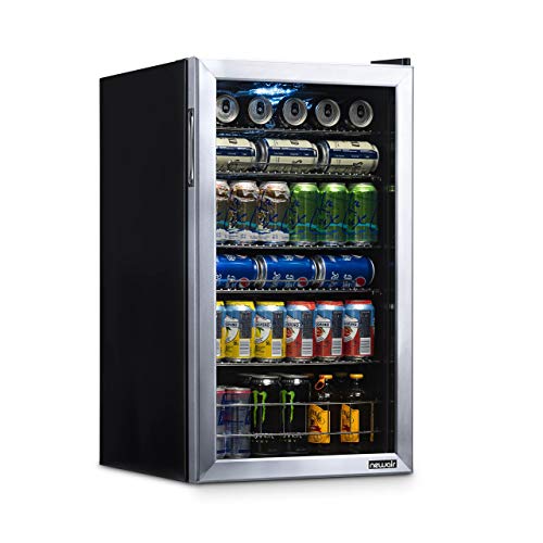 NewAir Beverage Refrigerator Cooler | 126 Cans Free Standing with Right Hinge Glass Door | Mini Fridge Beverage Organizer Perfect For Beer, Wine, Soda, And Cooler Drinks | AB-1200