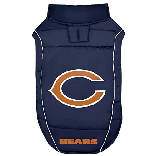 NFL Chicago Bears Puffer Vest for Dogs & Cats, Size Medium. Warm, Cozy, and Waterproof Dog Coat, for Small and Large Dogs/Cats. Best NFL Licensed PET Warming Sports Jacket