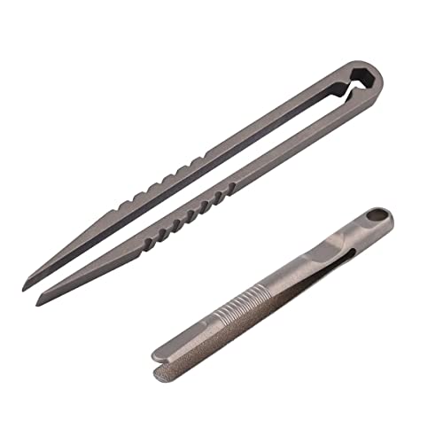 NHDT 2 PCS Mini Titanium Tweezers Tool .Ultralight and Portable EDC Tweezers ,Easy to Hold ,And Use for Precision Splinter Removal or Holding Small Parts.