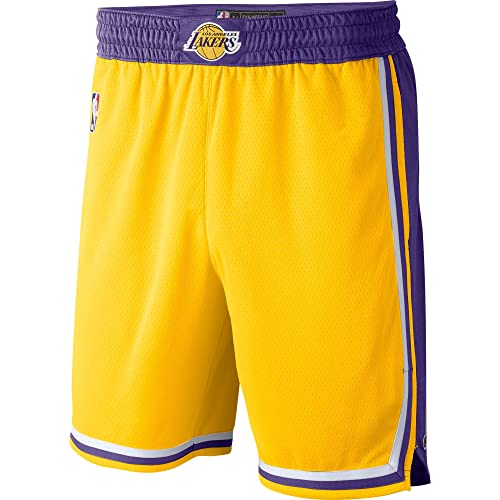 Nike Los Angeles Lakers NBA Boys Youth 8-20 Yellow Gold Icon Edition Swingman Shorts (Youth X-Large 18-20)