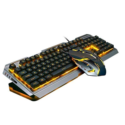 Ninja Dragon Premium Metal Frame Tungsten Gold Mechanical Gaming Keyboard and Mouse Set