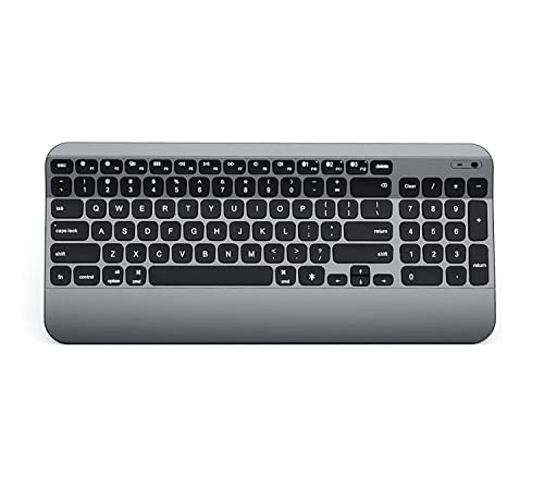 NIXIUKOL Bluetooth Keyboard for Mac OS, Backlit Wireless Ergonomic Keyboard, Multi-Device, Natural Typing, USB-C Rechargeable, Compatible for MacBook Pro/Air, iMac, iPad, iPhone (Space Gray)