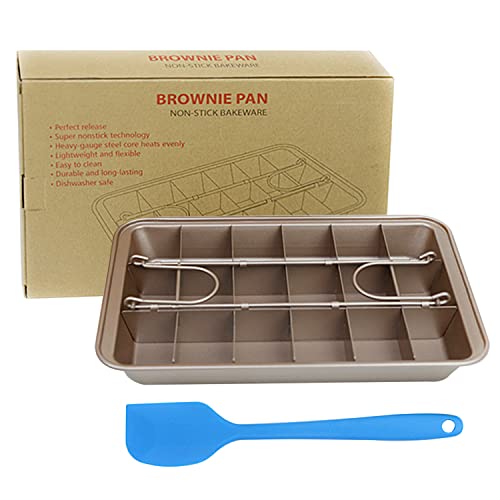 Non Stick Brownie Baking Pan with Dividers, 18 Pre-slice Non-stick Carbon Steel Rectangle Baking Pan Set for Oven Baking Bread, Square Mold Tray Brownie Pan for Baking Cake Biscuit Muffin