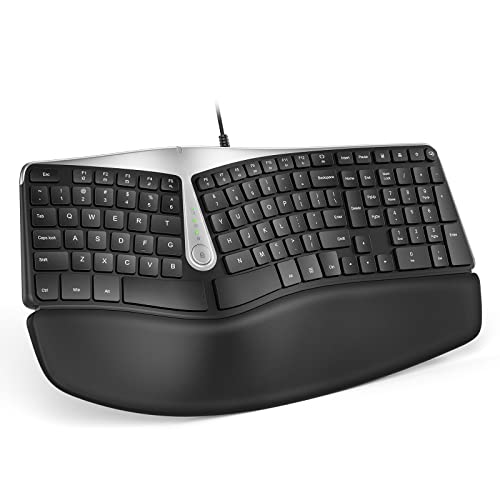 Nulea Ergonomic Keyboard, Wired Split Keyboard with Pillowed Wrist and Palm Support, Featuring Dual USB Ports, Natural Typing Keyboard for Carpal Tunnel, Compatible with Windows/Mac