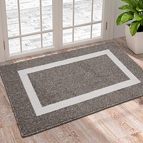 OLANLY Indoor Door Mat, 20x32, Non-Slip Absorbent Resist Dirt Entrance Mat, Washable Low-Profile Inside Entry Doormats for Entryway, Brown