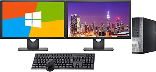 Optiplex 9020, Intel i7, 16GB, 500GB SSD, 2 New 24in Monitors, WiFi, Windows 10 Pro (Renewed)