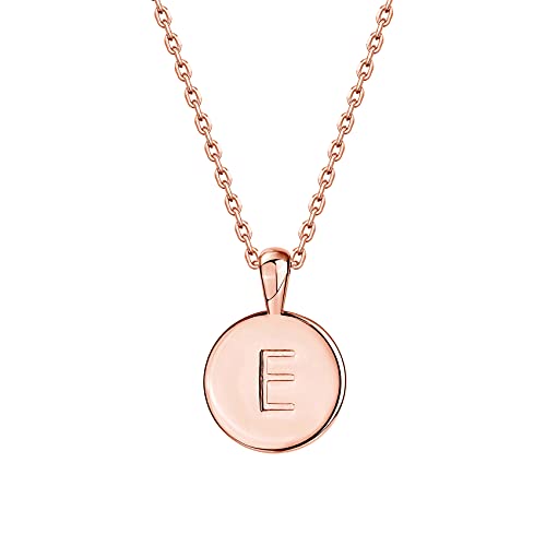 PAVOI 14K Rose Gold Plated Letter Necklace for Women | Gold Initial Necklace for Girls | Letter E