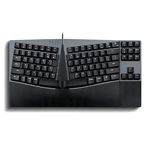 Perixx PERIBOARD-335BL Wired Ergonomic Mechanical Compact Keyboard - Low-Profile Blue Clicky Switches - Programmable Feature with Macro Keys - Compatible with Windows and Mac OS X - US English