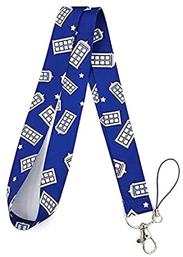 Pinstant Dr Doctor Who Tardis Telephone Phone Booth 17.5" Neck Lanyard Keychain Holder ID Badge Mobile Phone Pin Strap