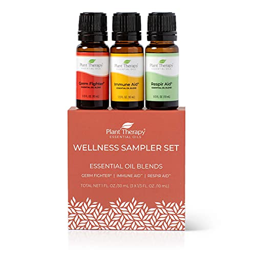 Plant Therapy Wellness Sampler Set - Immune Aid, Germ Fighter & Respir Aid - Pure Essential Oils for Seasonal Threats