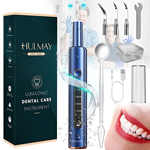 Plaque Remover for Teeth,HULMAY Teeth Cleaning Kit Plaque Remover,Tartar Remover for Teeth with LED Light & 4 Modes &3 Replaceable Heads & Dental Mirror,Dental Tools Safe for Adults and Kids