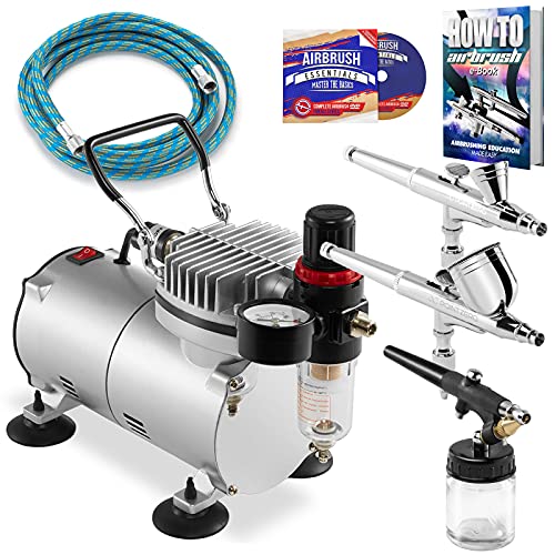 PointZero Airbrush Dual Action Airbrush Kit with 3 Airbrushes