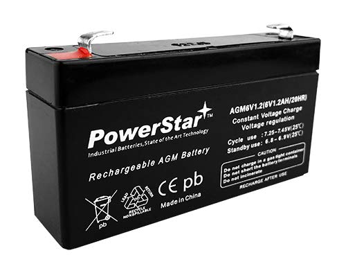 PowerStar SLA Backup Battery Replaces LEOCH DJW6-1.2 F1 6V1.3AH 6V1.4AH 6V1.2AH