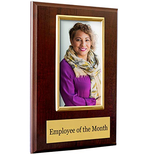 Pre-designed Employee of the Month, Quarter or Year Award Plaque - 8 x 10" Photo Plaque holds a 6 x 4" Portrait Photo (Month)