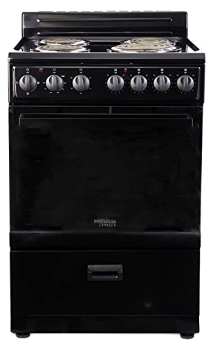 Premium Levella 24" Electric Range with 4 Coil Burners and 2.7 Cu. Ft. Oven Capacity in Black